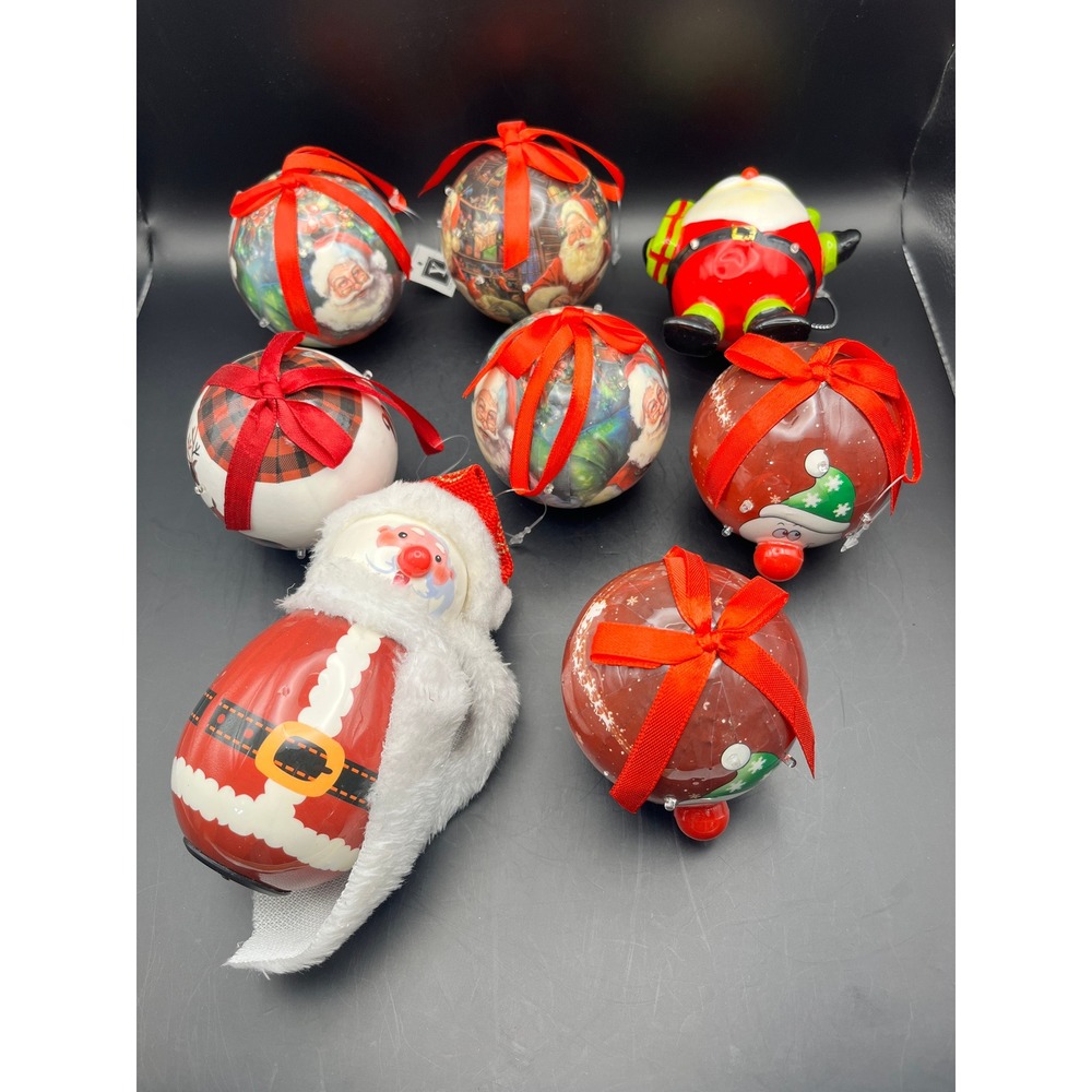 Vintage Light‎ Up Christmas Ornaments, Santa, Reindeer, Holiday Decor, Lot of 8